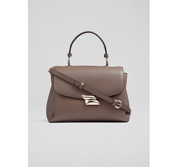 l.k. bennett Darcie Neutral Leather Top Handle Crossbody Bag