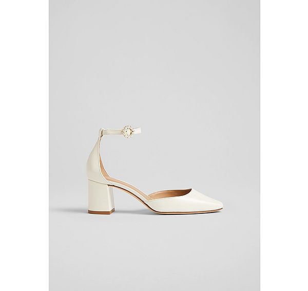 l.k. bennett Darling Cream Patent Leather Pearl Buckle D'orsay Courts
