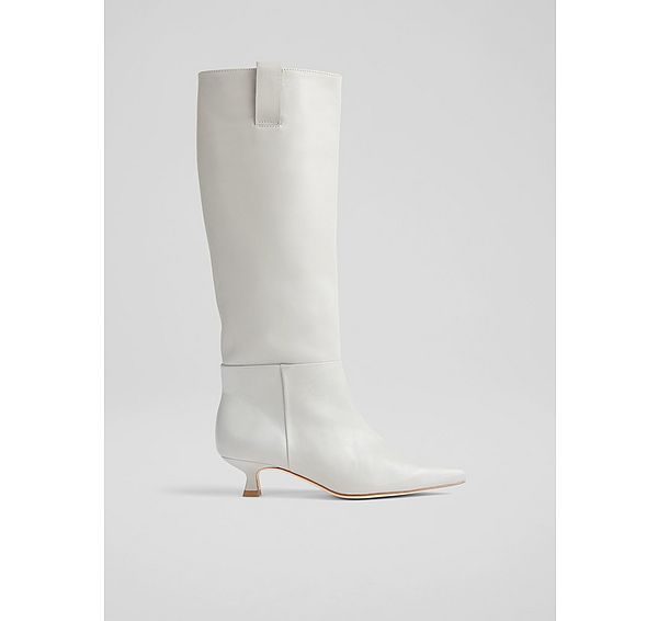 l.k. bennett Eden Grey Leather Western Style Knee-High Boots