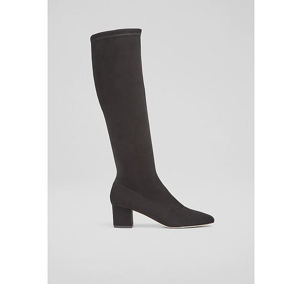 l.k. bennett Eldon Black Block Heel Stretch Knee Boot
