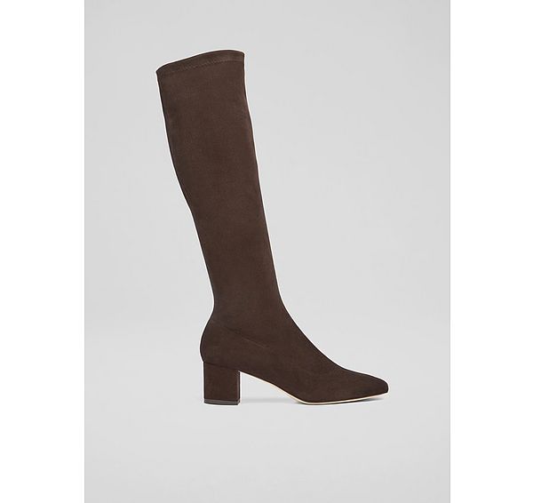 l.k. bennett Eldon Espresso Block Heel Stretch Knee Boot