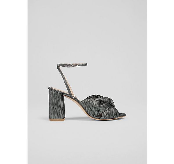 l.k. bennett Eliana Pewter Knotted Round Heel Formal Sandals