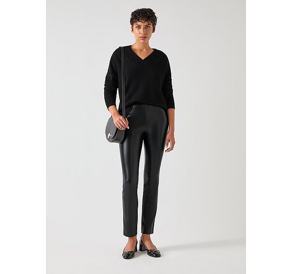 l.k. bennett Ellen Black Faux Stretch Leather Skinny Trouser