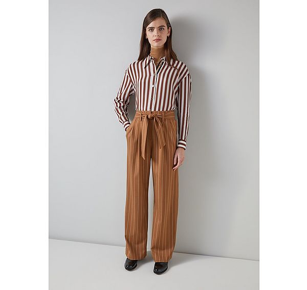 l.k. bennett Ellis Cognac Multi Stripe Fluid Trouser