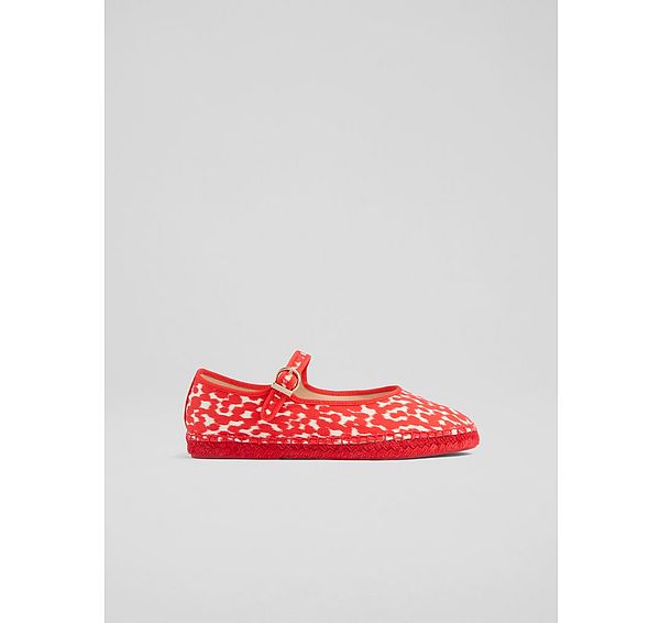 l.k. bennett Emmie Red Print Mary Jane Espadrille Sandals