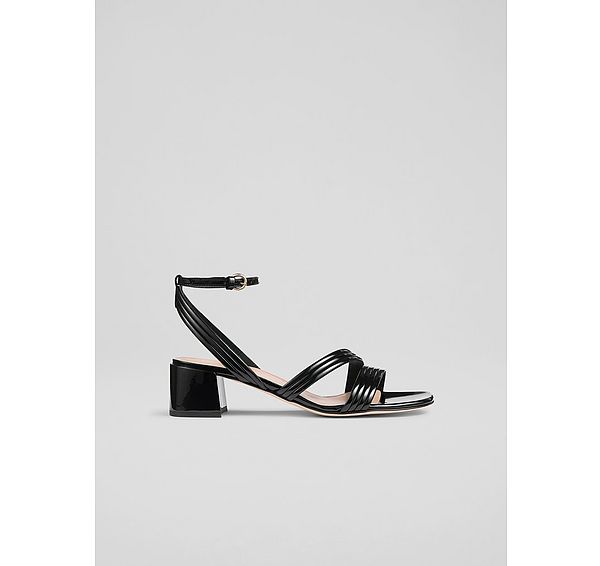 l.k. bennett Etta Black Patent Pu Straps Low Block Heels