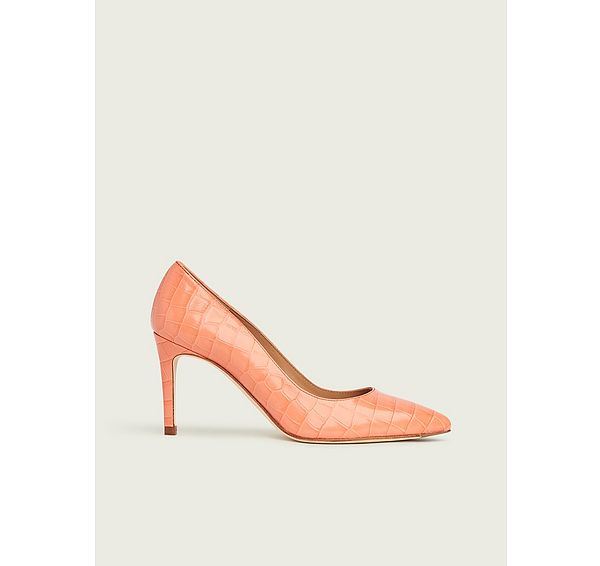 l.k. bennett Floret Apricot Croc Effect Pointed Toe Courts