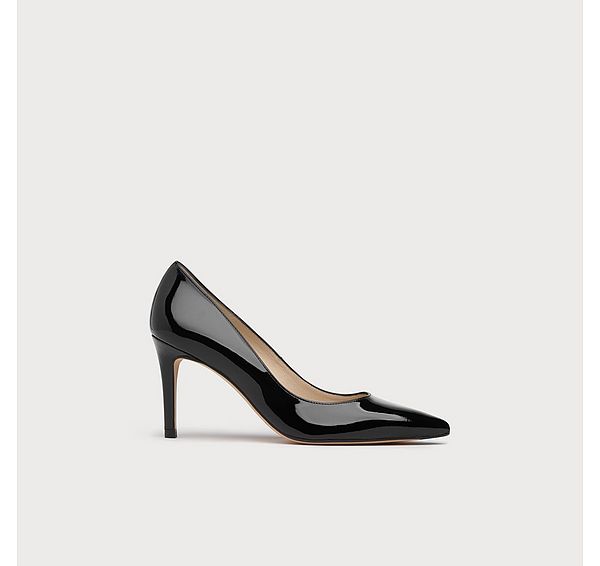 l.k. bennett Floret Black Patent Leather Pointed Toe Court