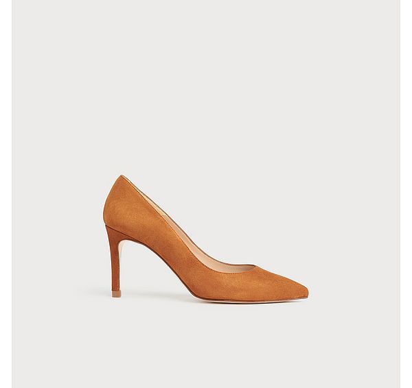 l.k. bennett Floret Chestnut Suede Pointed Toe Courts
