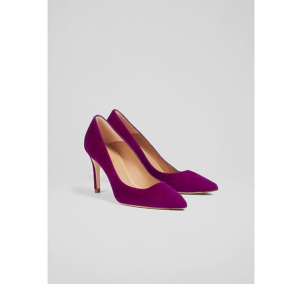L.k. Bennett Floret Magenta Suede Pointed Toe Courts