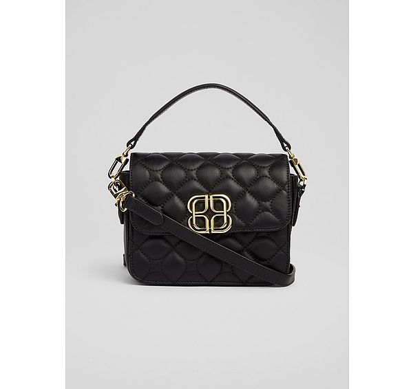 l.k. bennett Fran Black Smooth Leather Quilted Crossbody Bag
