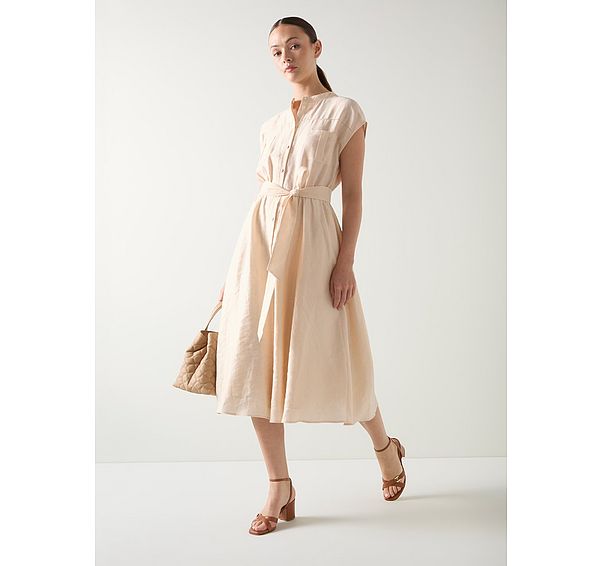 l.k. bennett Fran Pale Stone Linen Blend Utility Linen Tencel Belted Dress