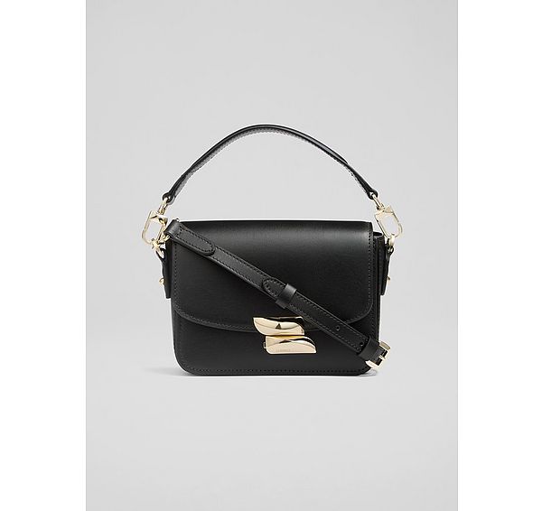 l.k. bennett Frankie Black Smooth Leather Core Crossbody Bag