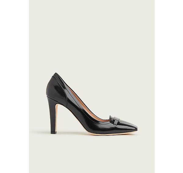 l.k. bennett Franziska Black Leather Bar Trim Courts