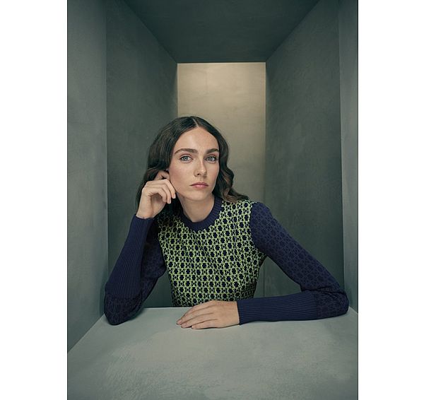 l.k. bennett Gracie Green Logo Jacquard Slim Sweater