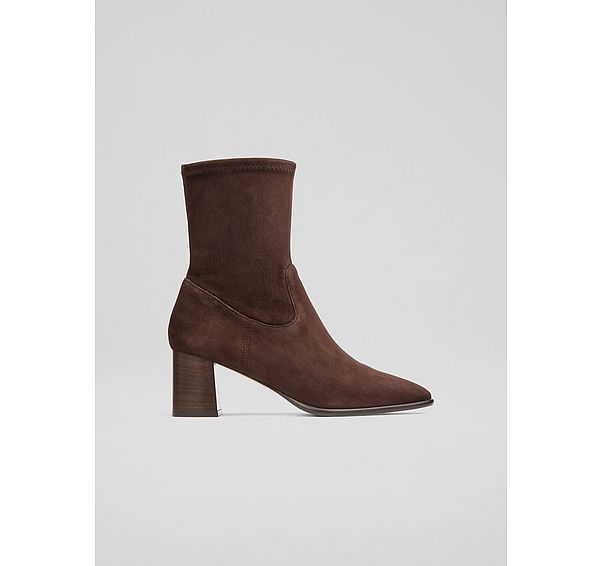l.k. bennett Harp Espresso Block Heel Stretch Ankle Boot