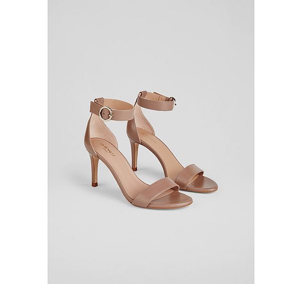 L.k. Bennett Ivy Nude 5 Leather Single Strap Sandals