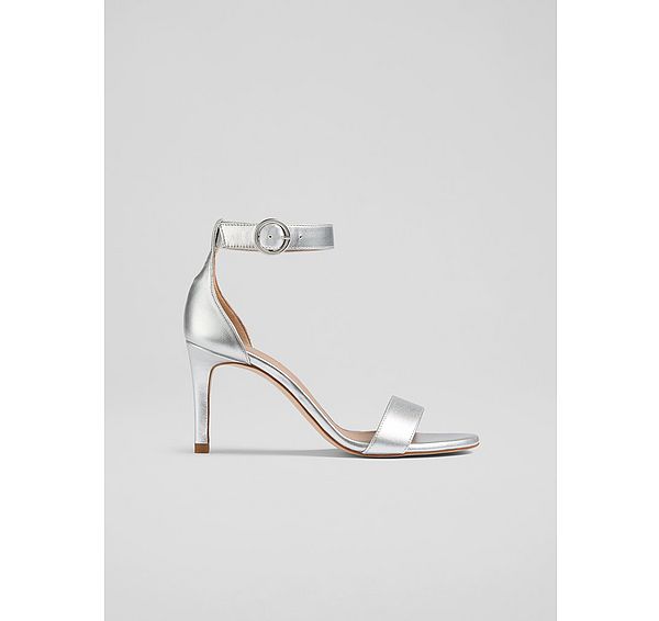 l.k. bennett Ivy Silver Leather Single Strap Sandals