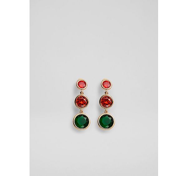 l.k. bennett Jeanie Green Crystal & Gold Plating Three Drop Stud Earring