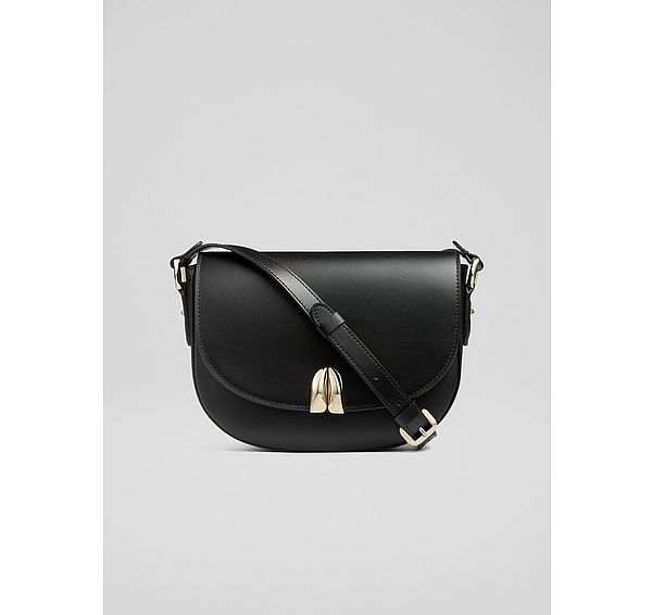 l.k. bennett Jodie Black Smooth Leather Oloid Crossbody Bag