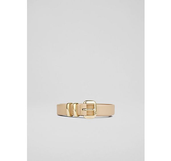 l.k. bennett Jodie Neutral Leather Oloid Buckle Belt