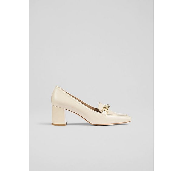 l.k. bennett Johanna Neutral Crinkled Patent Trim Block Loafer