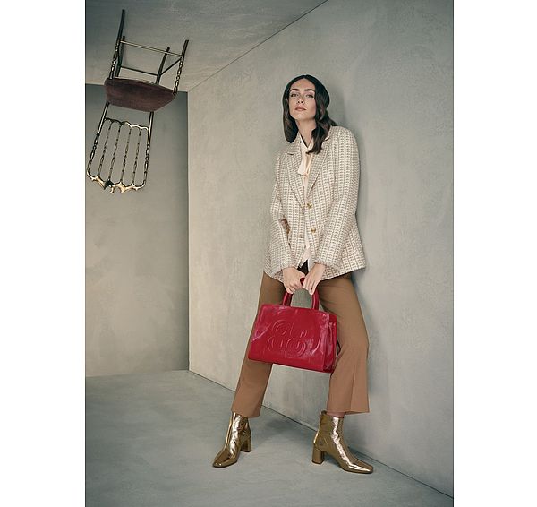 l.k. bennett Julia Camel Tweed Check Pocket Detail Jacket