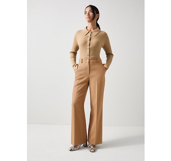 l.k. bennett Julia Petite Camel Relaxed Wide Trousers