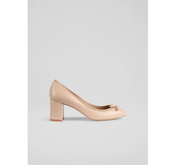 l.k. bennett Juliette Fawn Nappa Leather High Heel Grosgrain Ballerina Court