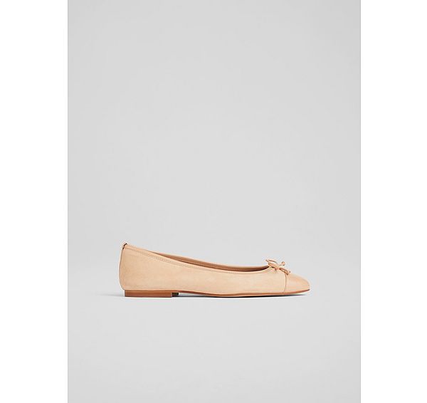 l.k. bennett Kara Beige Suede and Patent Toe Cap Ballet Flats