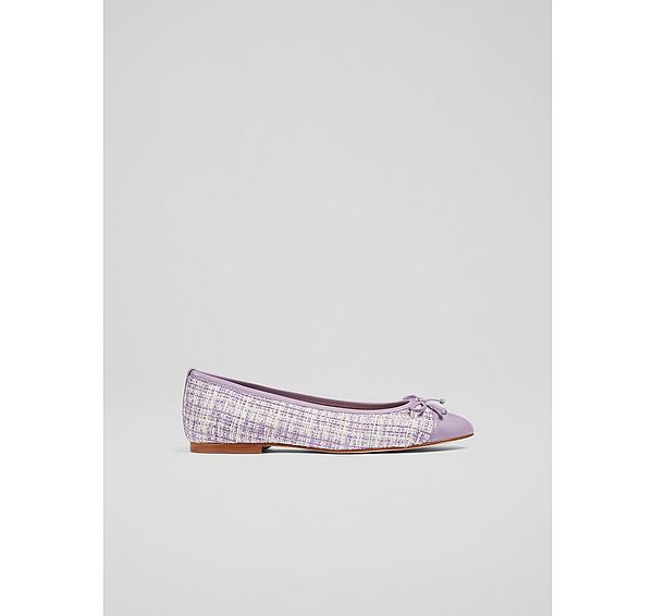 l.k. bennett Kara Lilac Tweed and Leather Toe Cap Ballet Pumps
