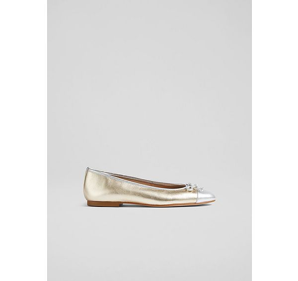 l.k. bennett Kara Metallic Gold and Silver Leather Ballet Flats
