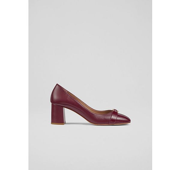 l.k. bennett Kate Burgundy Red Plain Block Heel Courts