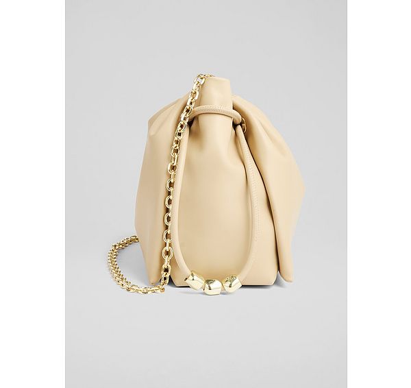 L.k. Bennett Kendra Light Taupe Leather Bead Crossbody