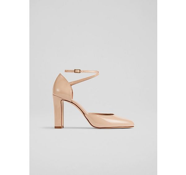 l.k. bennett Adaline Nude Patent Ankle Cross Heels