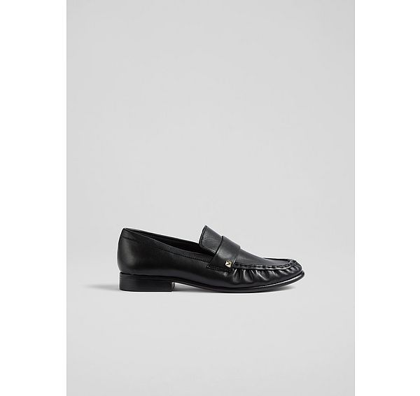 l.k. bennett Adira Black Nappa Leather Stud Loafer
