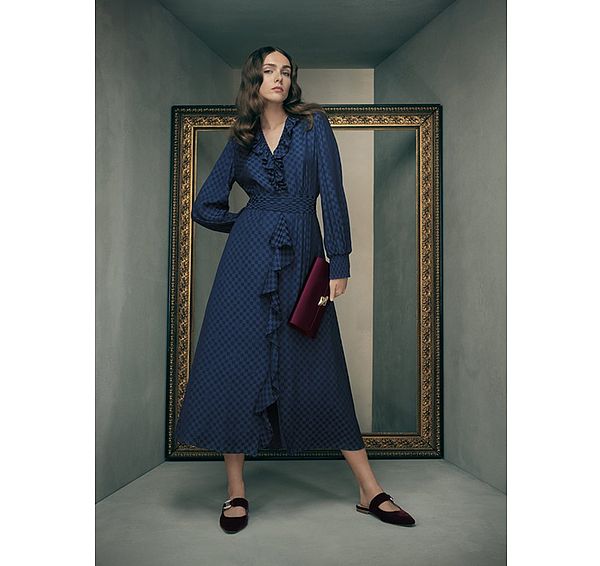 l.k. bennett Adriana Midnight Split Neckline Dress