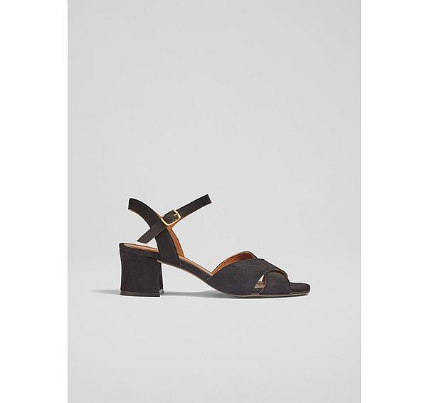 l.k. bennett Alba Black Suede Cross Front Sandals