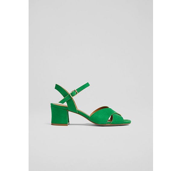 l.k. bennett Alba Green Suede Cross Front Sandal