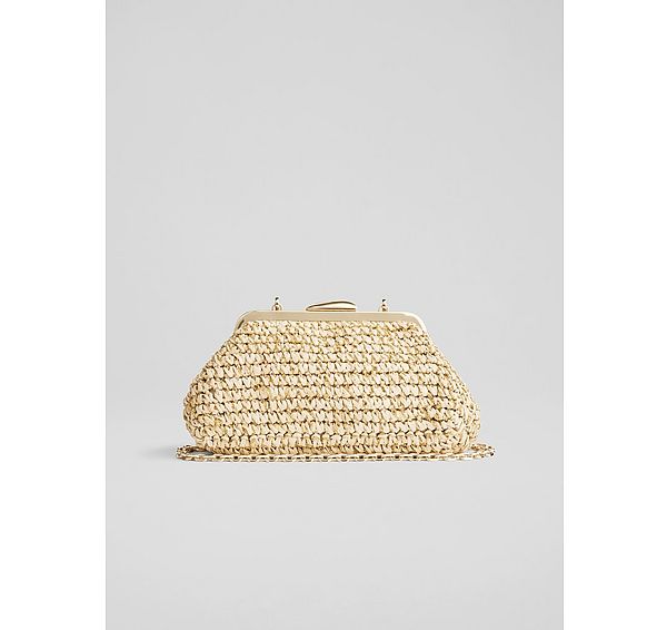 l.k. bennett Alexa Natural & Gold Frame Clutch Bag