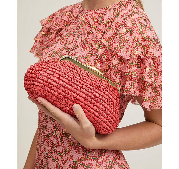 l.k. bennett Alexa Red Paper Frame Clutch Bag