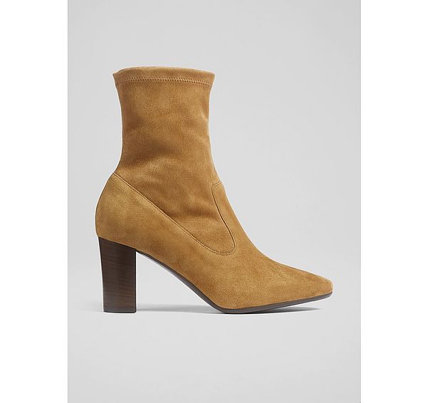 l.k. bennett Alice Tan Stretch Suede Ankle Boots