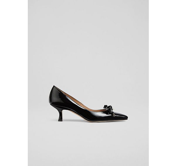 l.k. bennett Alma Black Patent Eyelet Bow Court