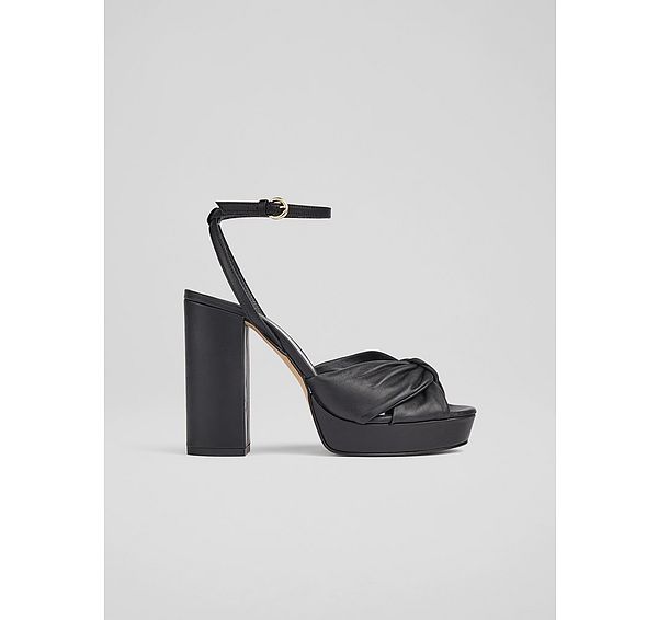 l.k. bennett Amanda Black Leather Platform Sandals