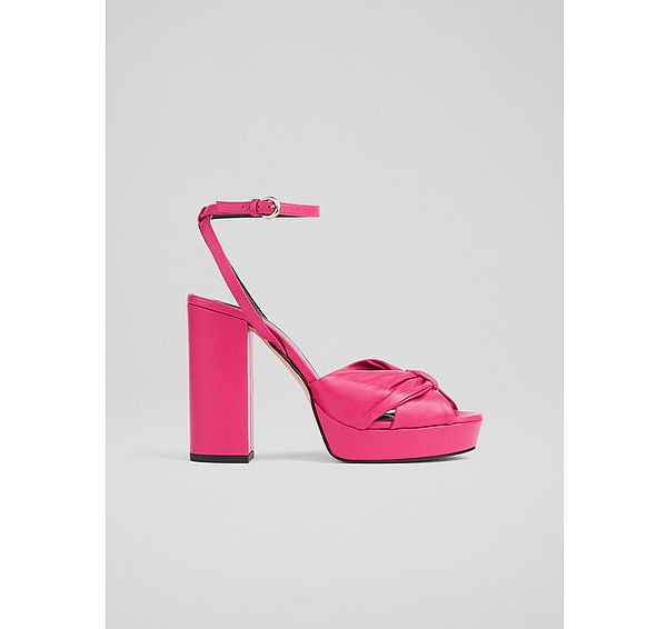 l.k. bennett Amanda Pink Leather Platform Sandals