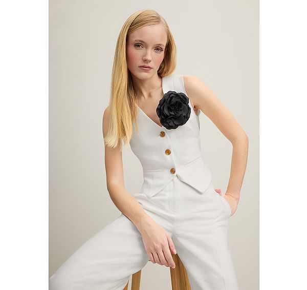 l.k. bennett Ami Cream Italian Cotton Waistcoat