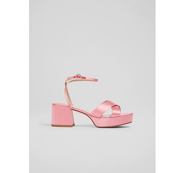 l.k. bennett Amie Pink Satin Platform Sandals