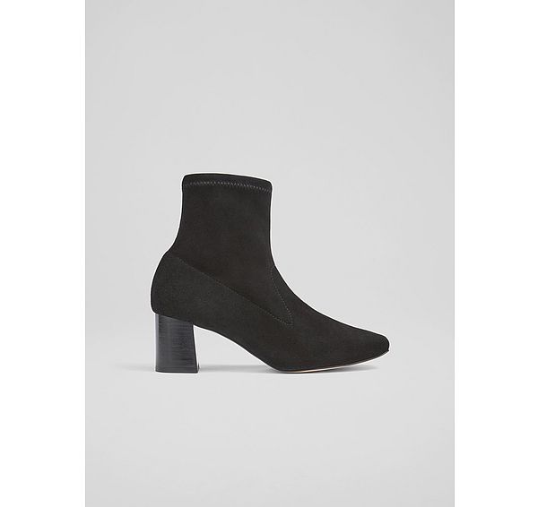 l.k. bennett Amira Black Stretch Suede Ankle Boots