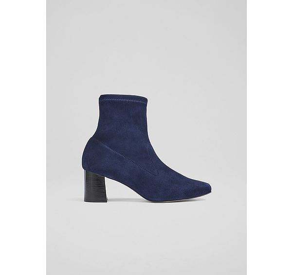 l.k. bennett Amira Navy Stretch Suede Ankle Boots