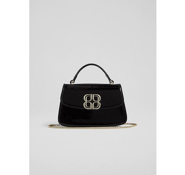 l.k. bennett Annabelle Black Patent Crossbody Bag